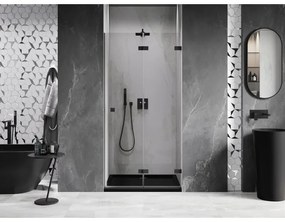 Mexen, Mexen Lunar-F pravé skladacie sprchové dvere 80 cm, priehľadné, čierne - 836-080-000-70-00-P