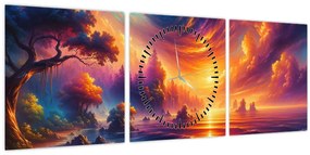 Obraz - Magický svet (s hodinami) (90x30 cm)