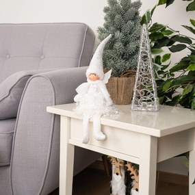Vianočná dekorácia Anjelik sediaci, 40 cm, strieborná