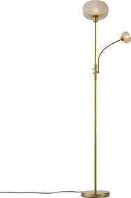 Inteligentná stojaca lampa mosadzná s jantárovým sklom 2-svetlá vrátane WiFi - Brianna