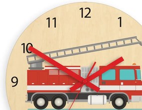Dětské nástěnné hodiny Ami Hasičské auto 30 cm vícebarevné