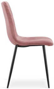 Jedálenská stolička TURIN zamatová ružová (čierne nohy)