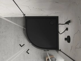 Mexen Flow+, štvrťkruhová sprchová vanička 90 x 90 cm, čierna matná, 46Q709090H