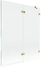 Mexen Lunar, 2-krídlová vaňová zástena pravá 140 x 150 cm, číre sklo, zlatá lesklá, 897-140-100-50-00-P