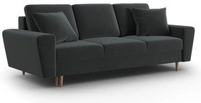 Tmavosivá zamatová rozkladacia/s úložným priestorom pohovka 235 cm Kyoto – Cosmopolitan Design