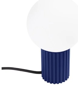 Tmavomodrá stolová lampa so skleneným tienidlom (výška 19 cm) Orbital – Sollux