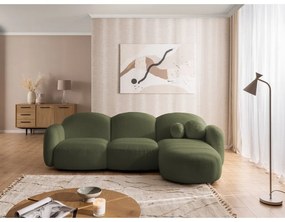 Zelená rohová pohovka z textílie buklé (pravý roh/s leňoškou) Orbit – Ropez