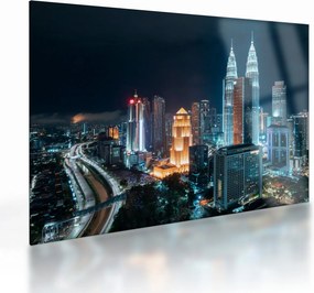 Sklenený obraz - Noc v Kuala Lumpur (70x50 cm)
