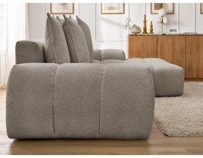 Taupe ženilková rozkladacia/s úložným priestorom rohová pohovka (pravý roh/s leňoškou) Everest – Bobochic Paris