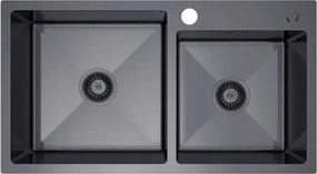 Erga HD, 2-komorový oceľový drez 780x450x210 mm, grafitová, ERG-MLS-HD7845B