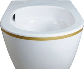 BPS-koupelny Závesná WC misa so SoftClose sedadlom HYD-5313, biela/zlatý prúžok