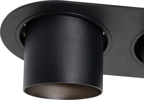 Sada 6 zapustených bodových svetiel čierna GU10 70 mm naklápateľné 2-svetelné - Installa