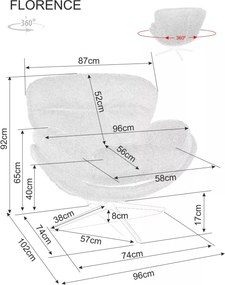Designové otočné křeslo Florence šedé
