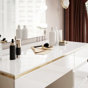 TOALETNÝ STOLÍK NESSIE ELITE 2 BIELY LESK + ZLATÝ