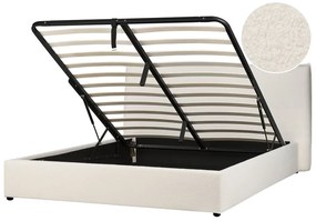 Buklé posteľ s úložným priestorom 180 x 200 cm krémová biela LAVAUR Beliani