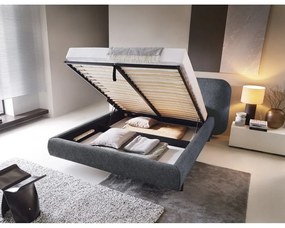 Modrá čalúnená dvojlôžková posteľ s úložným priestorom s roštom 180x200 cm Pointt – ELTAP