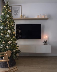 Závesný TV stolík Nicole 200 cm so zásuvkou - biely mat