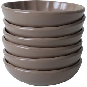 Súprava 6 kameninových misiek Laguna 12 cm, hnedá