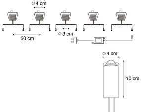 Sada 5 moderných zemných bodových svetiel čierna vrátane LED IP67 - Linsey