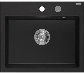Mexen Oscar, 1-komorový granitový drez 580x490x205 mm, čierna, 6519581000-77
