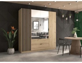 Šatníková skriňa so zrkadlom VISTA 200x215 cm dub artisan/grafit