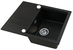 Gamma Modern 6550, 1-komorový granitový drez 650x500x210 mm s krátkym odkvapkávačom, čierna so zlatými bodmi, GMA-ZLE000093