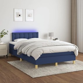 Posteľ boxsping s matracom a LED modrá 120x200 cm látka 3134027