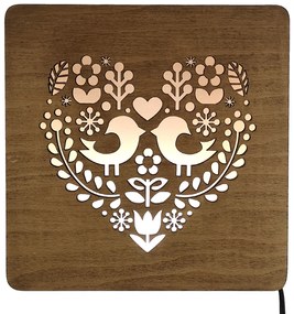 AMADEA Drevená lampička s motívom srdca, veľkosť 20 cm, s LED osvetlením s trafom na 12V