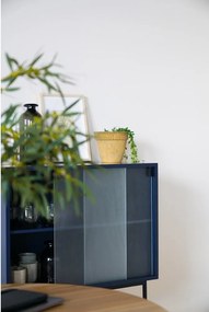 Tmavomodrá vitrína s posuvnými dverami 70x109x40 cm Lekko – noo.ma