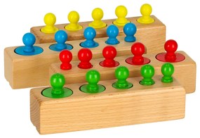 KIK Drevené Montessori valcové závažia – farebné vzdelávacie puzzle