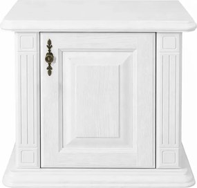 Biely nočný stolík s dvierkami z masívu, 60x40x54 cm Otváranie vpravo