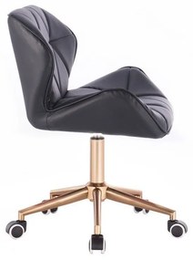 LuxuryForm DESIGN Stolička MILANO na zlatej podstave s kolieskami - čierna