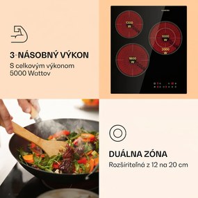 Klarstein Virtuosa 3 Slim, varná doska, 5000 W, 3 zóny, Dualzone, časovač, keramika