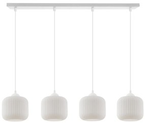 Závesné svietidlo Riffle, 4x biele sklenené tienidlo, w