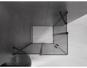 Mexen Velar Duo, sprchový kút s posuvnými dverami 90 x 80 cm, 8mm šedé sklo, čierna matná, 871-090-080-42-70