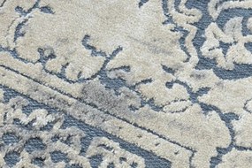 Koberec SOLE D3871 Ornament, ramka - ploské tkanie modrý / béžový