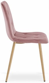 Set štyroch jedálenských stoličiek LIBRA zamatové ružové / drevené nohy (4 ks)