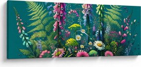 Obraz - Lúčne kvety (s hodinami) (90x30 cm)