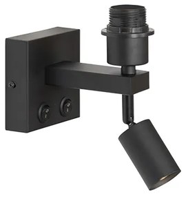 Moderná nástenná lampa čierna so svetlom na čítanie - Brescia