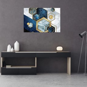 Obraz - Mramorové hexagóny (90x60 cm)