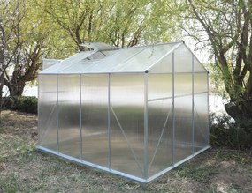Skleník so základňou BestBerg BBGH‑806S / 4,8 m² / 252 × 190 × 194 cm / strieborná