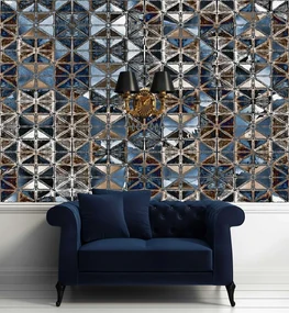 Gario Fototapeta Modré sklenené dlaždice - mozaika Materiál: Vliesová, Rozmery: 400 x 280 cm