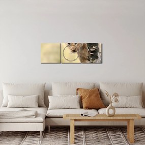 Obraz levíčaťa (s hodinami) (90x30 cm)