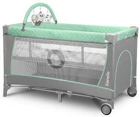 Lionelo - Cestovná postieľka FLOWER tyrkysová