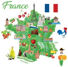 Ilustrácia Travel Map of France, drmakkoy