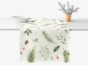 Goldea vianočný behúň na stôl teflónový - zimné vetvičky 50x160 cm