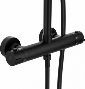 Erga Dubaj, sprchový set s termostatickou batériou a hlavovou sprchou 30 cm, čierna matná, ERG-YKA-BP.DUBAJ-THERM-30-BLK