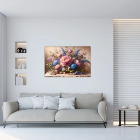 Obraz - Stôl plný kvetov (90x60 cm)