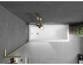 Mexen Next L, 1-krídlová vaňová zástena 80 x 150 cm, 6mm sklo námraza, zlatý matný profil, 895-080-000-03-30-55