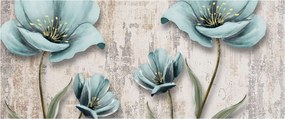 Obraz - Kvety na textúre (120x50 cm)